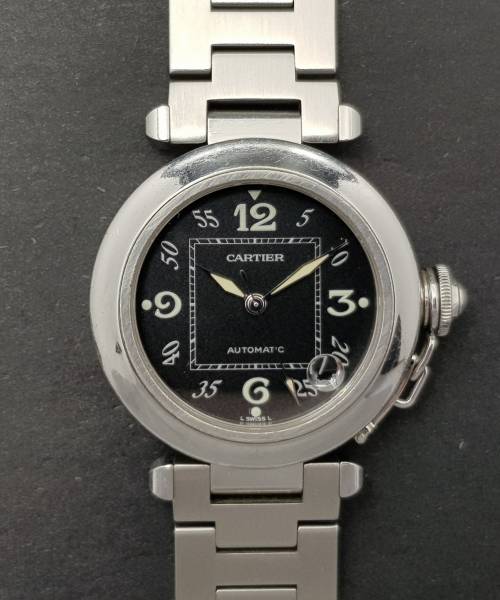 Cartier Pasha 2324 35mm Very Good condition stahl steel 189Clfeb2