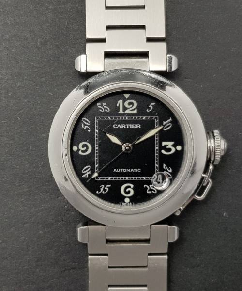 Cartier Pasha 2324 35mm Very Good condition stahl steel 198Clfeb2