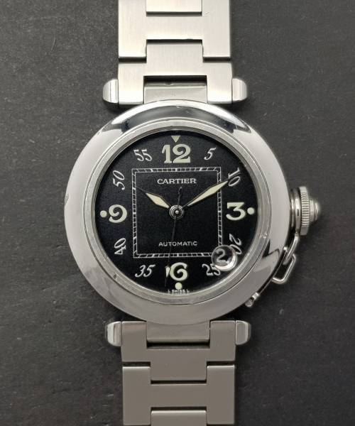 Cartier Pasha 2324 35mm Very Good condition stahl steel 201Clfeb2