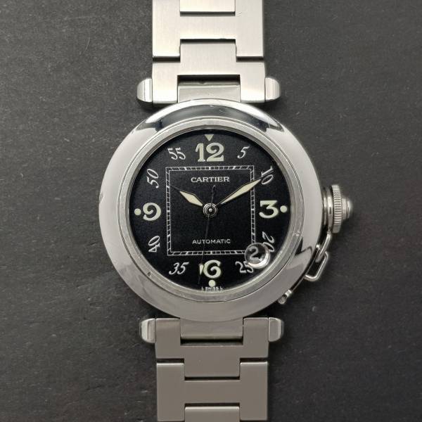 Cartier Pasha 2324 35mm Very Good condition stahl steel 201Clfeb2