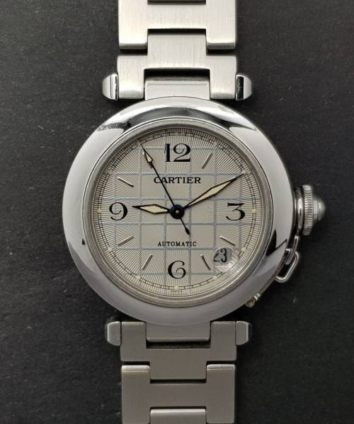 Cartier Pasha 2324 35mm Very Good condition stahl steel 202Clfeb2