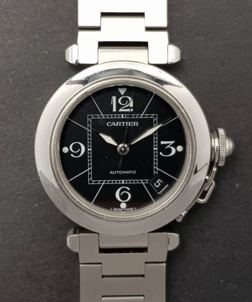 Cartier Pasha 2324 35mm Very Good condition stahl steel 203Clfeb2