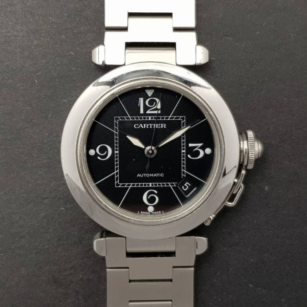 Cartier Pasha 2324 35mm Very Good condition stahl steel 203Clfeb2