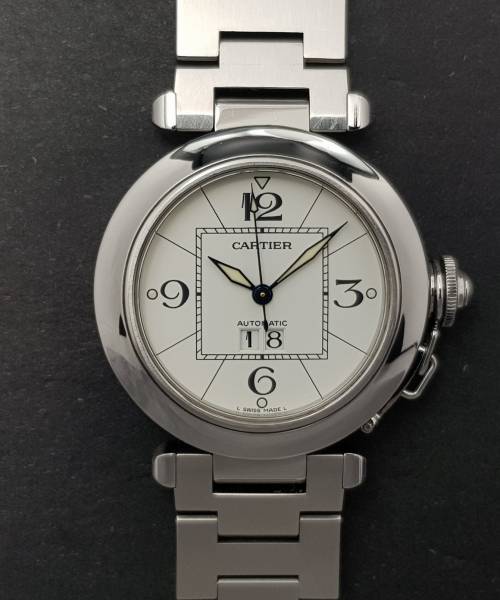 Cartier Pasha Big Data 2475 Very Good condition stahl steel 190Clfeb2