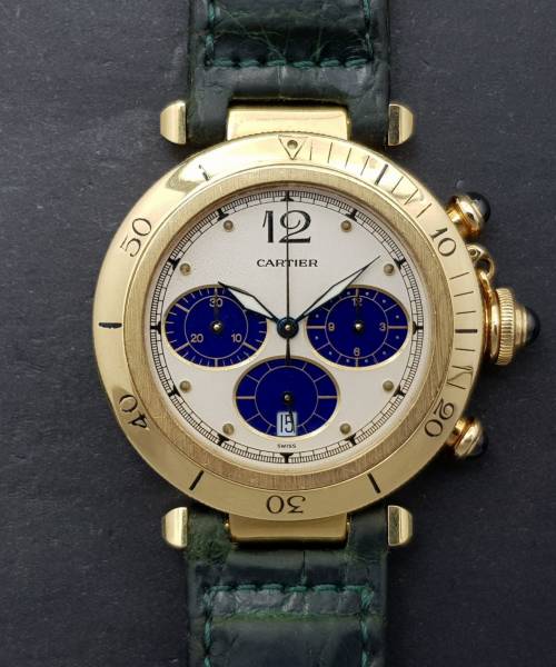 Cartier Pasha Chronograph 38mm 30009 Good condition Full Gold 224ClFebb2