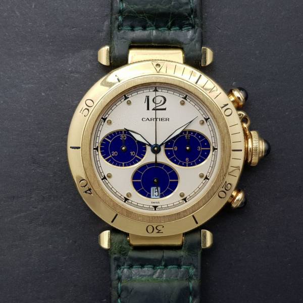 Cartier Pasha Chronograph 38mm 30009 Good condition Full Gold 224ClFebb2
