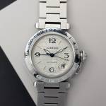 Cartier Pasha Gmt Whit Papers Very Good Condition Stahl Steel 20667aef31411