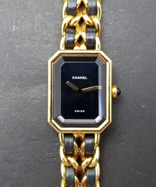 Chanel Plated Leather Quartz Ladies Watch Size L Gold Plated Leather Premiere H0001 20700Aef3