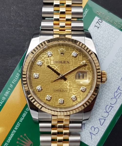 Rolex Datejust 36mm 116233 With Card Dial Big Diamond Very Good condition steel and gold CV.FR