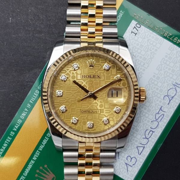 Rolex Datejust 36mm 116233 With Card Dial Big Diamond Very Good condition steel and gold CV.FR