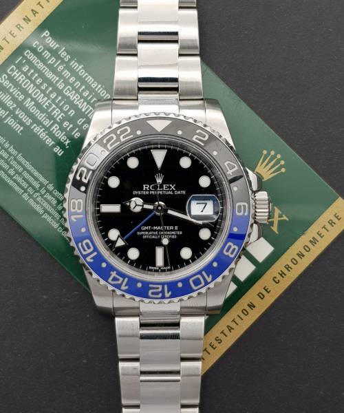 Rolex GMT-Master II "Batman" With card Very Good Condition Stahl Steel Diam1598