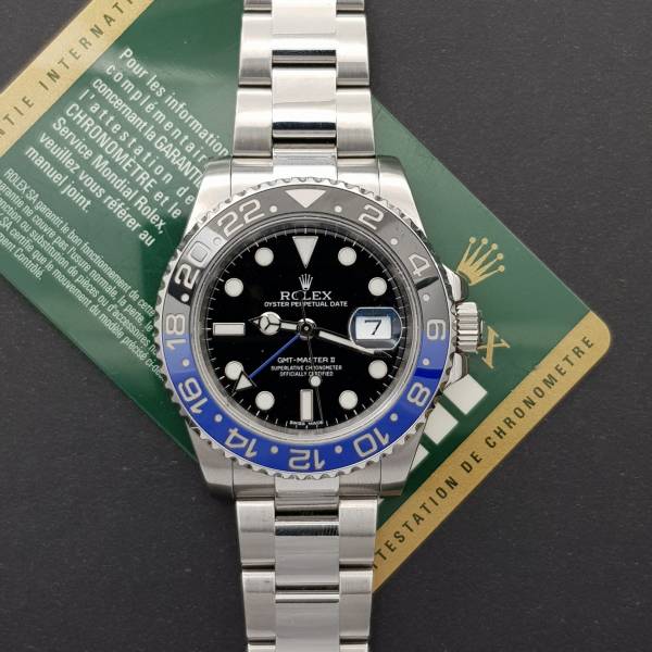 Rolex GMT-Master II "Batman" With card Very Good Condition Stahl Steel Diam1598