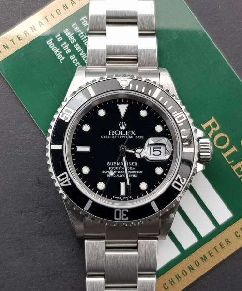 Rolex Submariner Date 40mm 16610 With Card Very Good condition sthal steel Diam1581