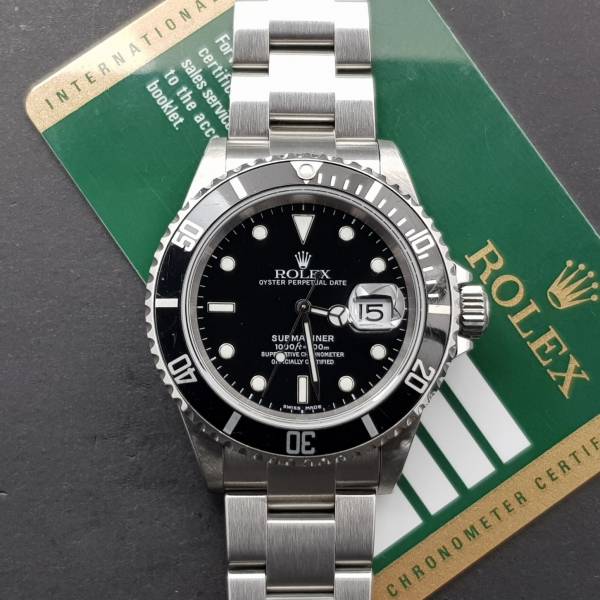 Rolex Submariner Date 40mm 16610 With Card Very Good condition sthal steel Diam1581