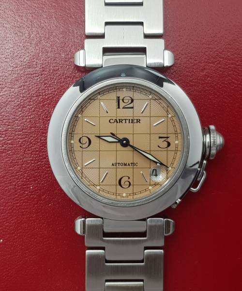 Cartier Pasha 2324 35mm Full set Very Good condition stahl steel 75CLApri