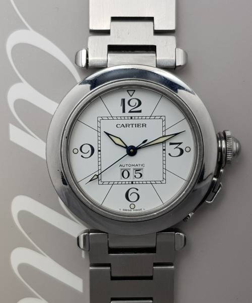 Cartier Pasha Big Data 2475 With Paper Very Good condition stahl steel 78CLApri