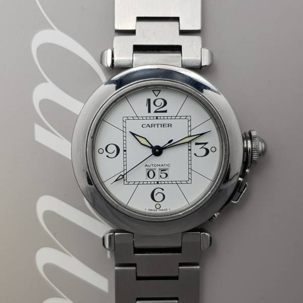 Cartier Pasha Big Data 2475 With Paper Very Good condition stahl steel 78CLApri