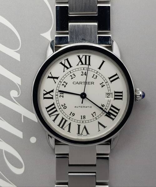 Cartier Ronde Solo Xl 3517 42mm With paper Good condition stah steel 121CLApri