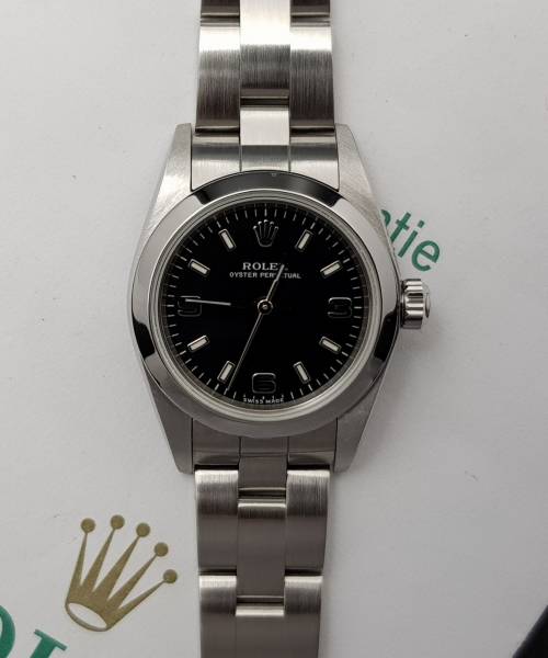 Rolex Oyster Perpetual Lady 24mm With paper Mint condition stahl steel 22215BL1