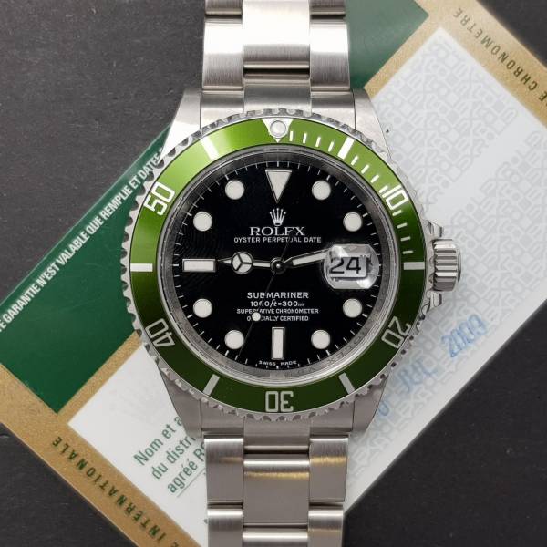 Rolex Submariner Date "Kermit" 16610LV With Card Mint condition stahl steel 44Blu