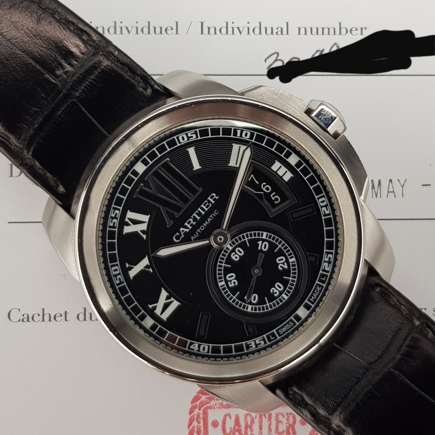 Cartier Calibre de Cartier 42mm With paper Very Good condition Stahl steel 232Afr