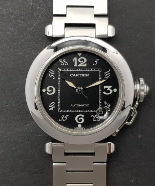 Cartier Pasha 2324 35mm Very Good condition stahl steel 77CLApri
