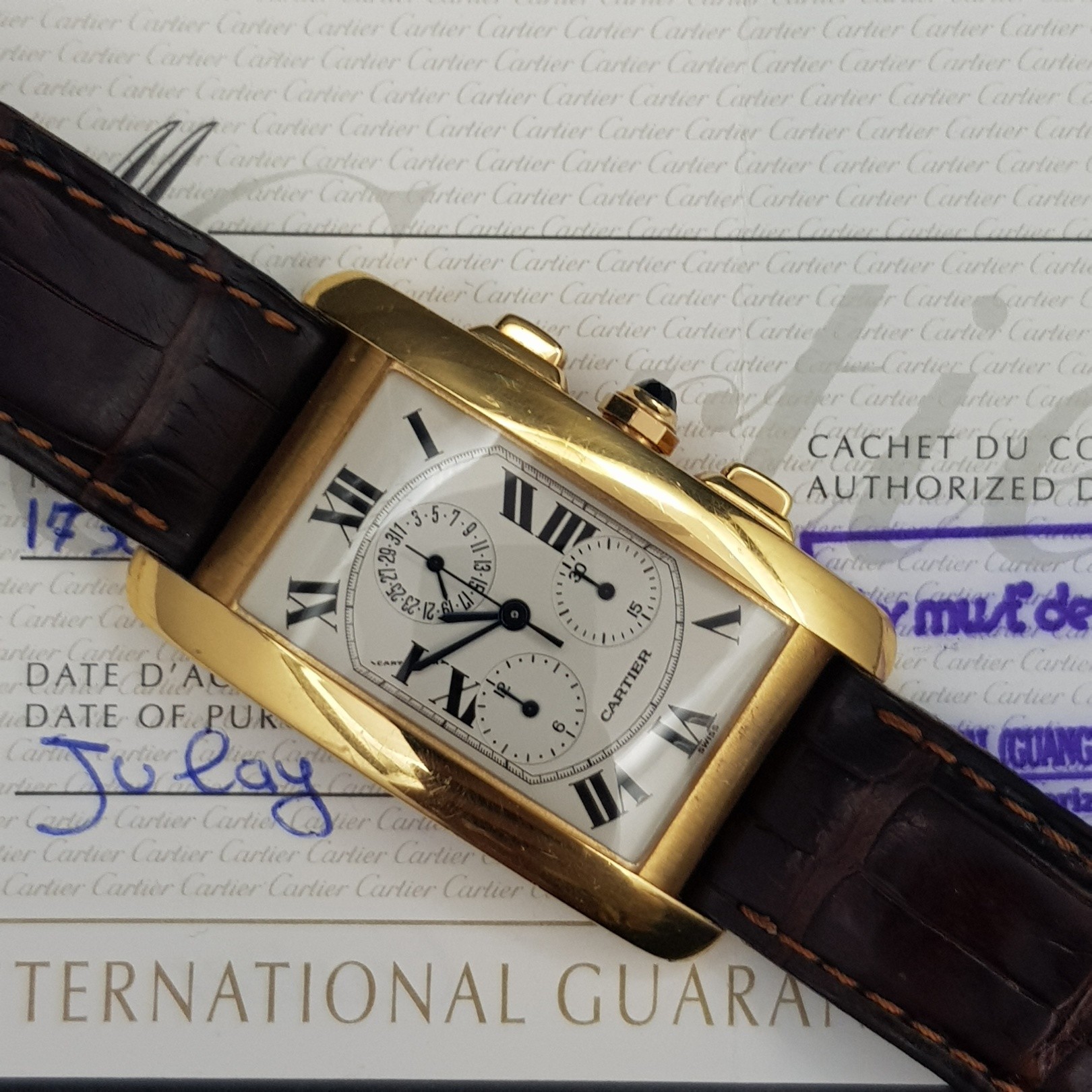Cartier Tank Américaine 18k 1730 26mm With Paper Good condition Gold 18k 366XXX02Nov