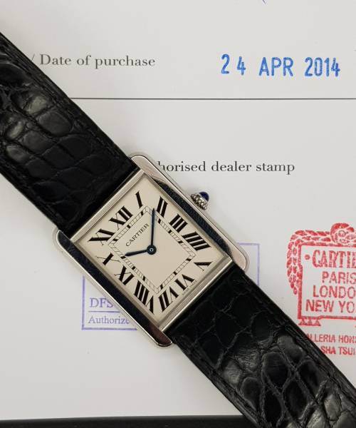Cartier Tank Solo 3169 With Paper Very Good conditio stahl steel CL33OttAtt