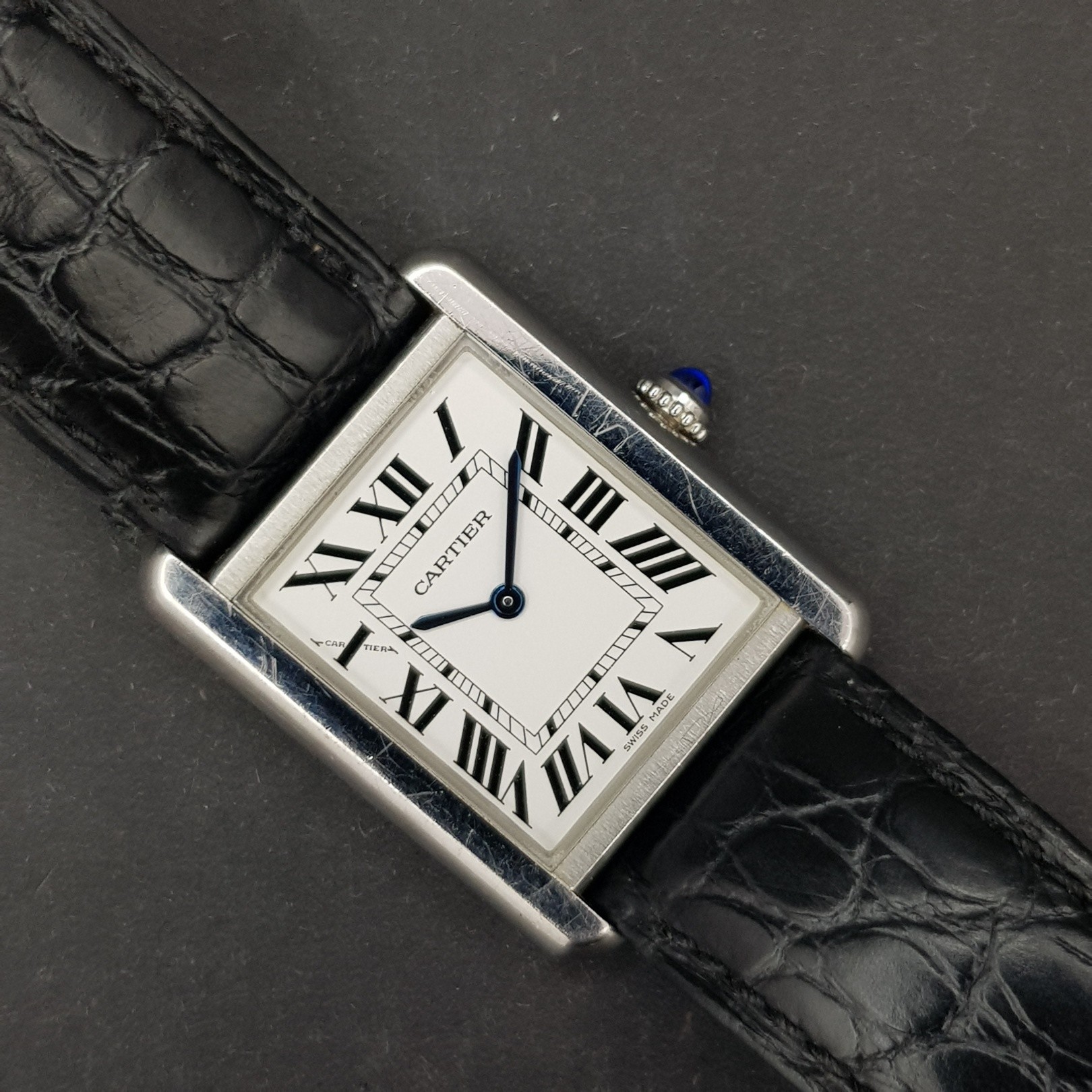 Cartier Tank Solo 3170 24mm Very Good condition stahl steel CL12OttAtt