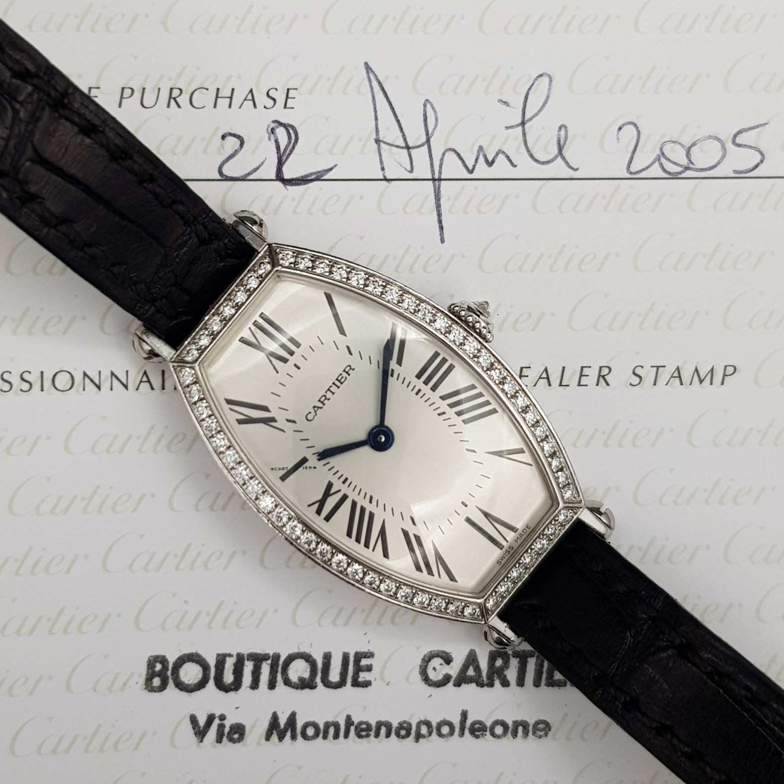 Cartier Tonneau WE400131 21 Full Set Factory Diamond Mint condition CV.AF4