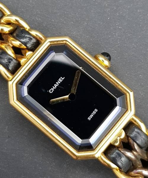 Chanel Première Plated Leather Quartz Ladies Watch Size L Gold Plated Leather Premiere H0001 Good condition stahl steel XXHK94