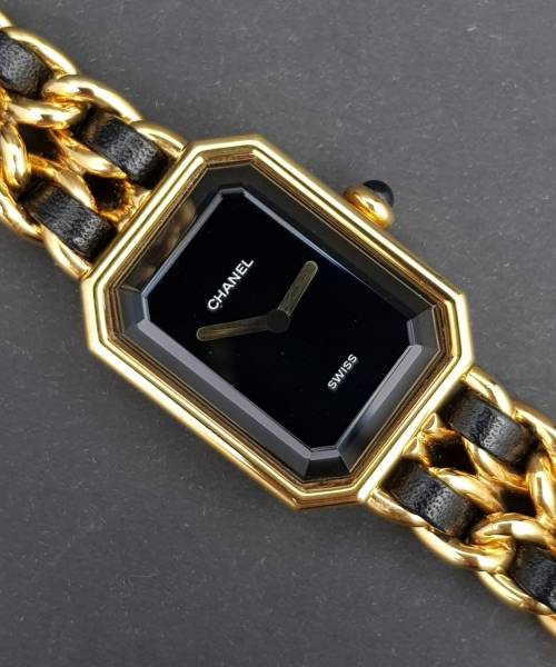 Chanel Première Plated Leather Quartz Ladies Watch Size L Gold Plated Leather Premiere H0001 Mint condition stahl steel X30