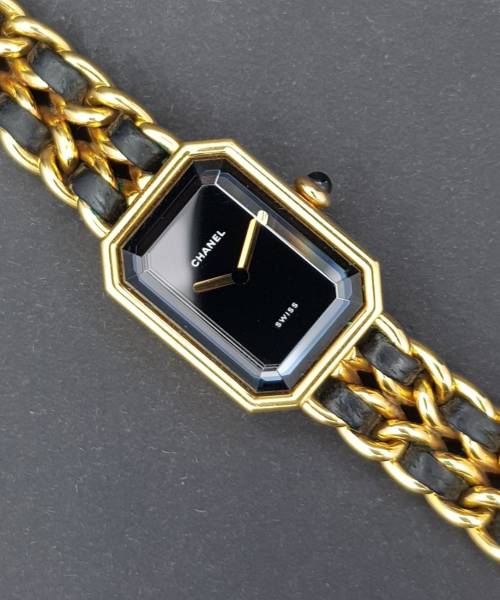 Chanel Première Plated Leather Quartz Ladies Watch Size L Gold Plated Leather Premiere H0001 Mint condition stahl steel XXHK87