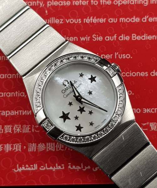 Omega Constellation Quartz 123.15.24.60.05.003 24mm Mop Whit Card Mint condition XXHK52