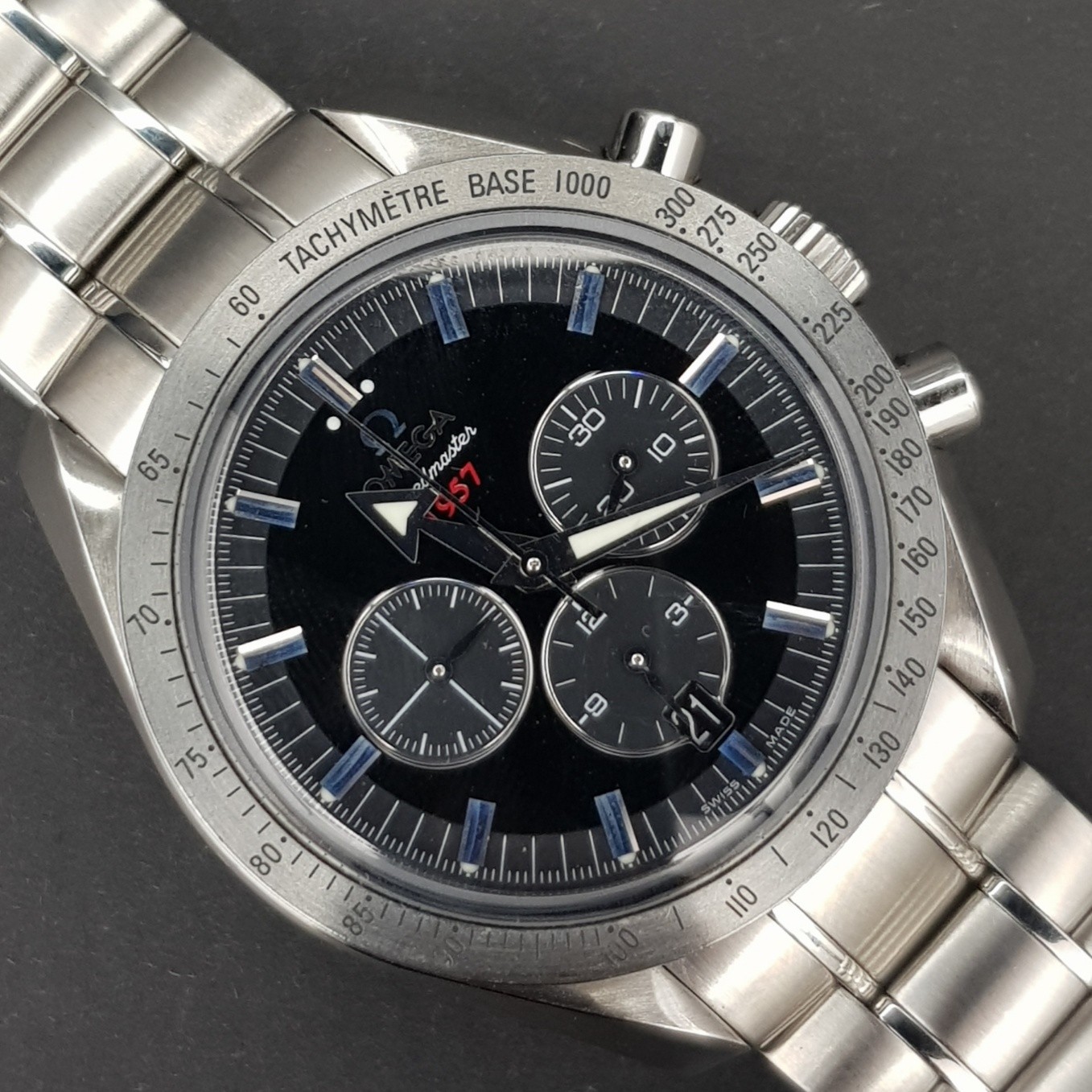 Omega Speedmaster Broad Arrow 1957 321.10.42.50.01.001 42mm Mint condition stahl steel CL278Ott