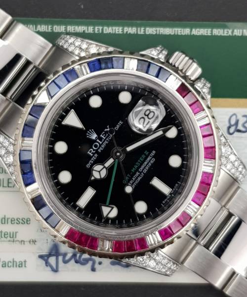 Rolex GMT-Master II 116710LN Custom Bezel and Diamond case With Card CV.Diam
