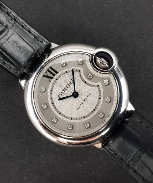 Cartier Ballon Bleu 33mm 3489 33mm Diamond Dial Good condition stahl steel 496xxx02No