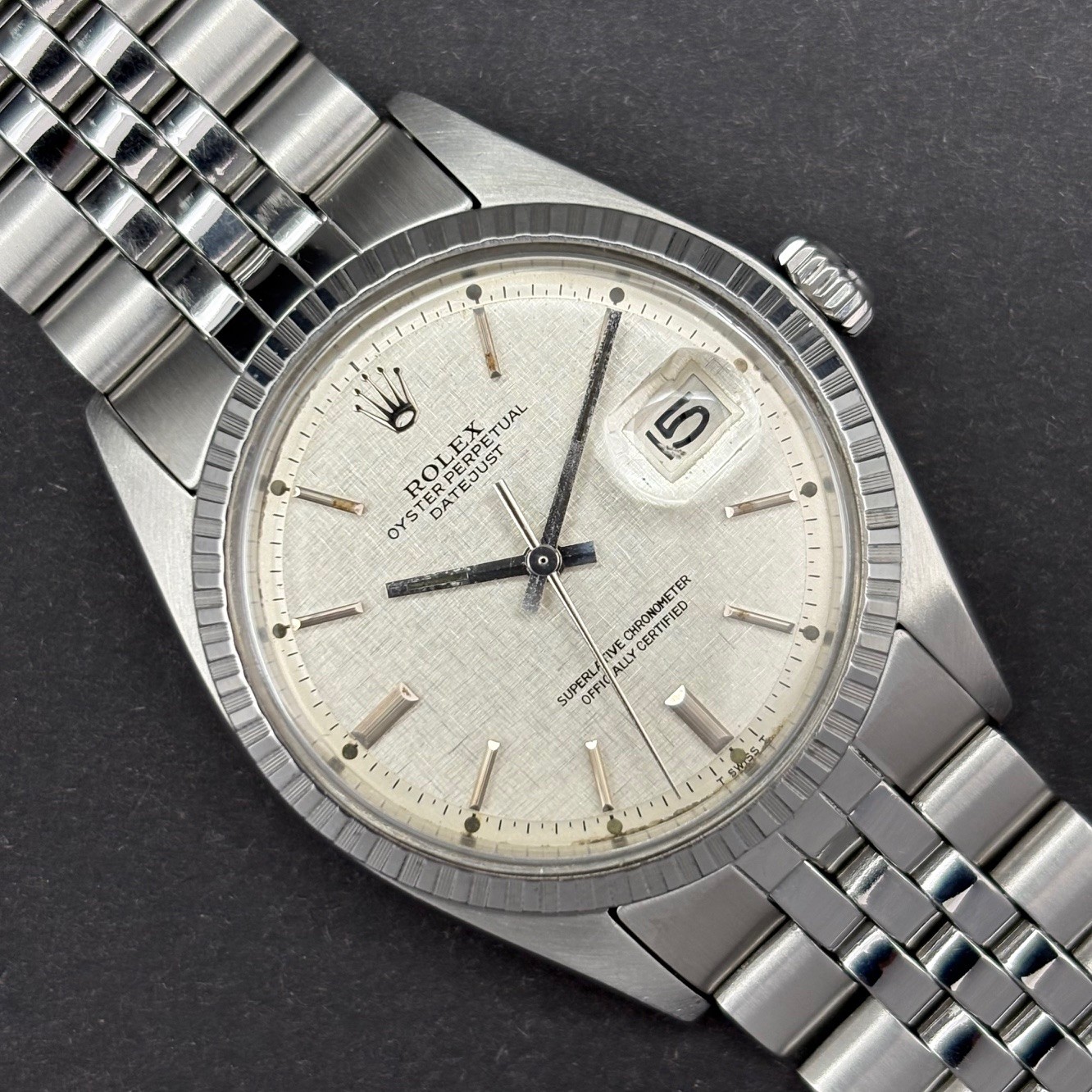Rolex Datejust 36 1603 36mm Linen Dial Very Good condition steel 222ClOttAtt