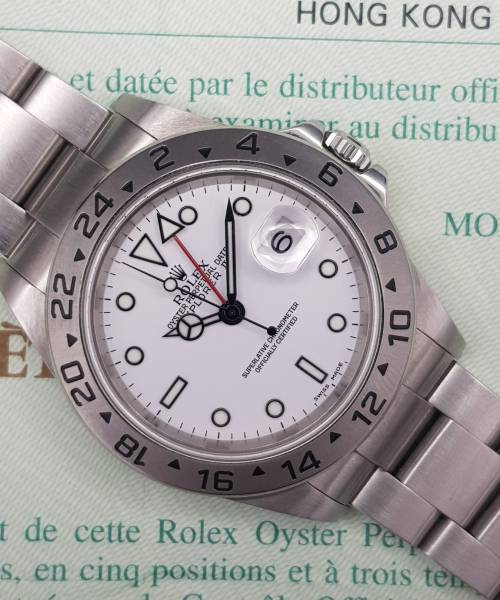 Rolex Explorer II 16570 40mm With Paper white dial Good condition steel 32Bfr1