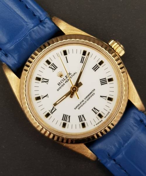 Rolex Oyster Perpetual 31 67518 31mm Porcelain Mint condizion full gold 18k Diam1718