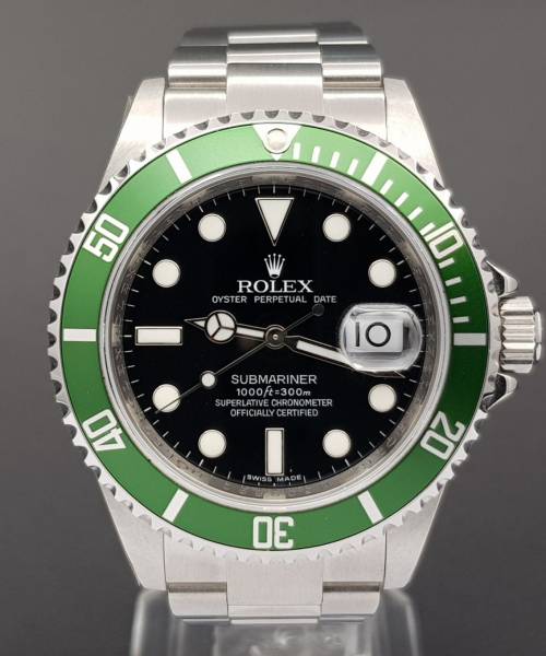 Rolex Submariner Date "Kermit" Stiker Nos 16610LV Full Set RRR Ser.M Nos With Stiker Like New CV.Cir1